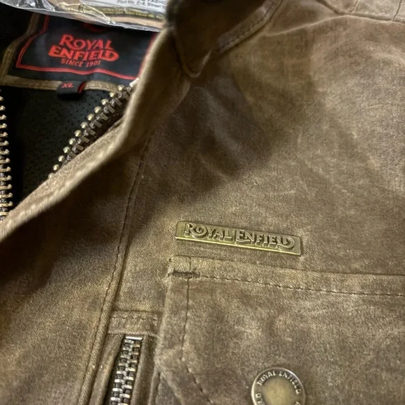 Royal Enfield Panzer Waxed Motorcycle Jacket, Color- Ranger (Brown), Size- XL - Picture 4 of 11
